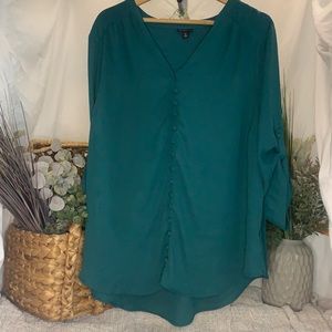 Torrid Harper Emerald Button Front Blouse